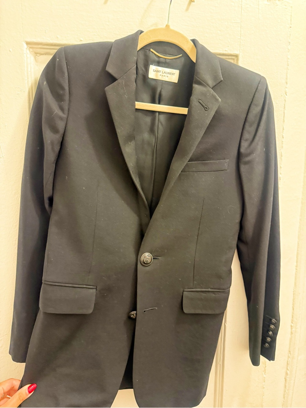 Saint Laurent Black Single-Button Notch Lapel Blazer